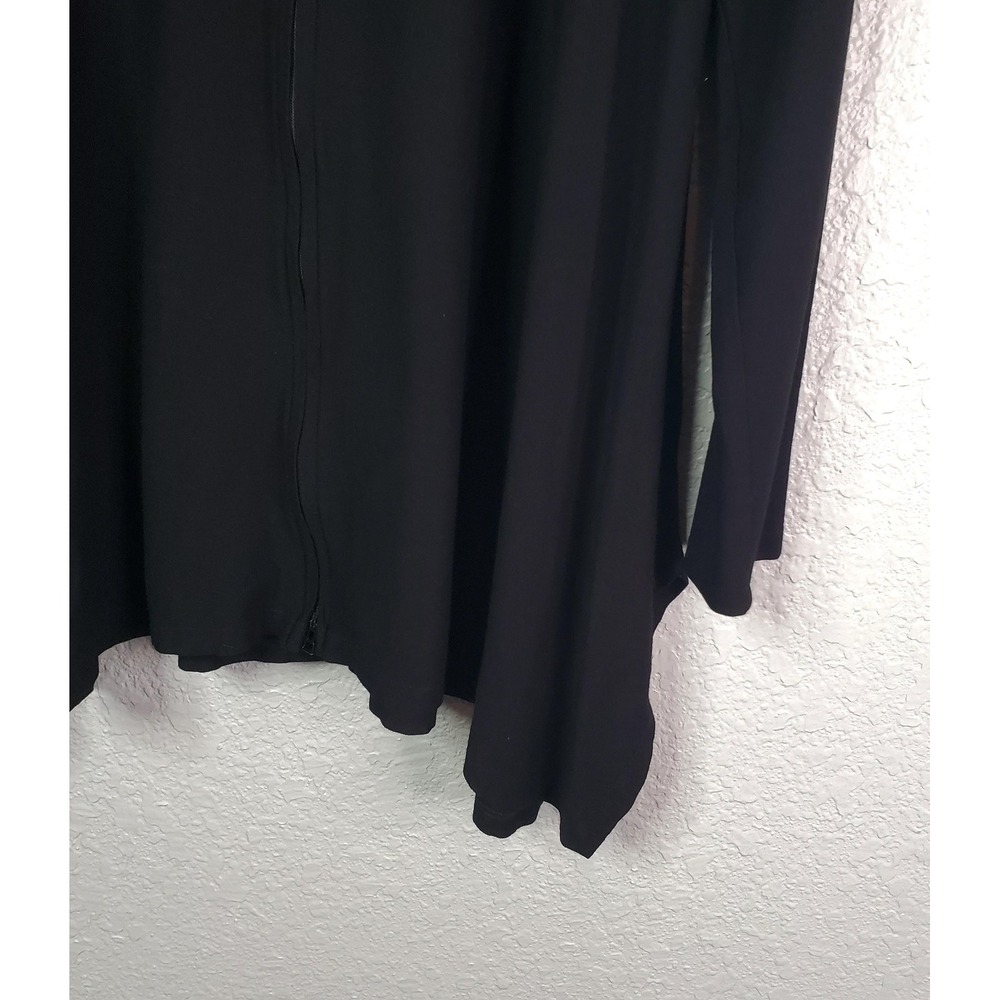 Eileen Fisher Jacket Womens Medium Black Hooded Zip Front Cardigan Hanky Hem - Picture 5 of 16